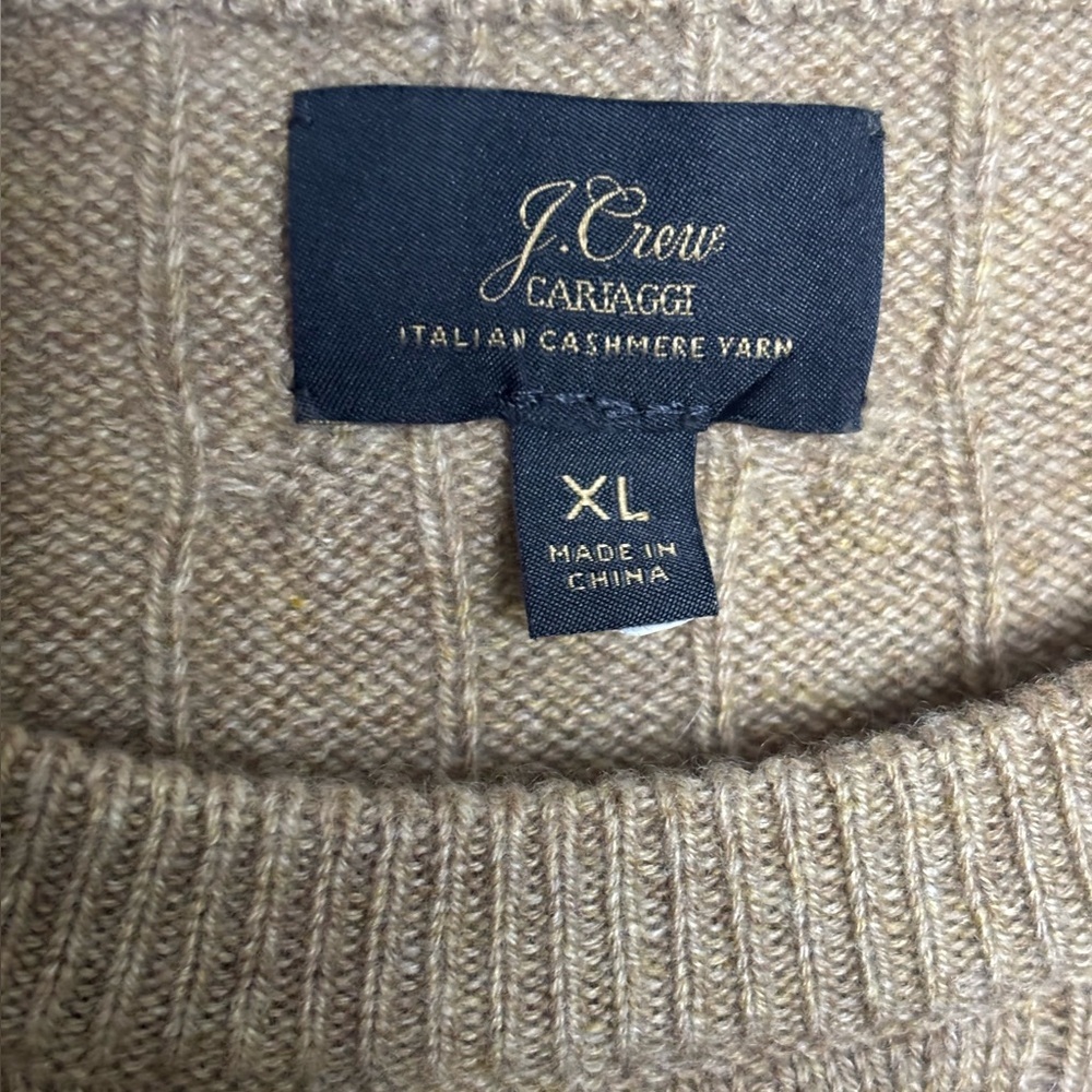 GC JCREW  Men’s Cable Knit Cashmere pullover sweater in Camel size XL - Picture 4 of 9